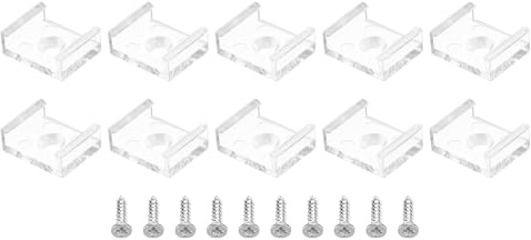 TA-VIGOR Lot de 100 clips de fixation pour bande lumineuse LED, supports de fixation en plastique, bande LED étanche avec vis pour ruban lumineux néon RVB de 15 mm, transparent