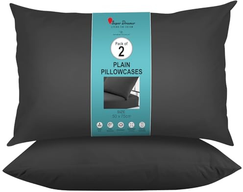 GC GAVENO CAVAILIA Microfiber Pillow Case 2 Pairs - Housewife Pillowcases - Plain Dyed Soft & Breathable Covers - Standard Size 75x50 cm - Wrinkle & Fade Resistant - Machine Washable Bedding - Black
