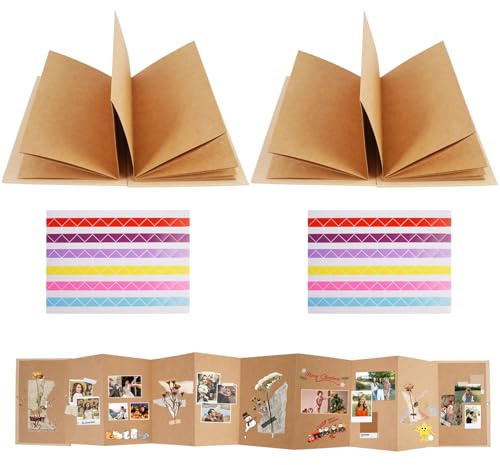 2 Stk Scrapbook Album Klein,17.5×11.5cm Kraftpapier Fotobuch zum Einkleben | Fotoalbum zum Selbstgestalten, DIY Scrapbook Leeres Fotobuch, Kann als Reisen, Hochzeiten, Weihnachten(34 Seiten)