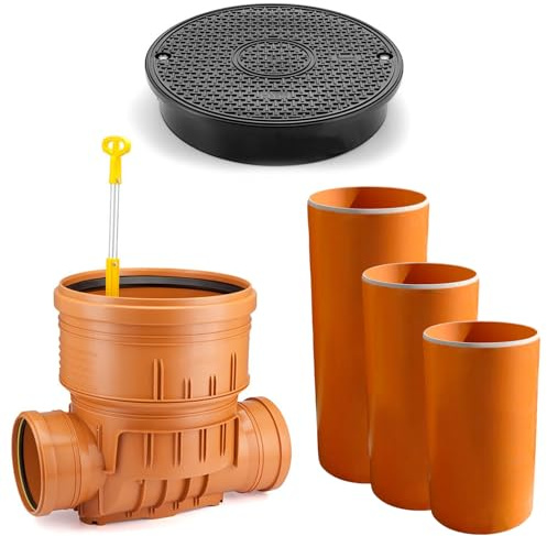 KG Kontrollschacht DN400 Schacht mit Rückstauklappe Revisionsschacht Komplett Set Abwasserschach