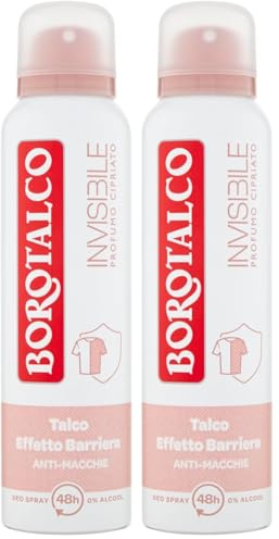 Borotalco, Unsichtbares Lufterfrischer-Spray, Rosa, alkoholfreie Formel mit Talkum-Barriere-Effekt, fängt und überträgt keine Halbleien, 48 Stunden Wirksamkeit, Puderduft - 1 Flasche à 150 ml