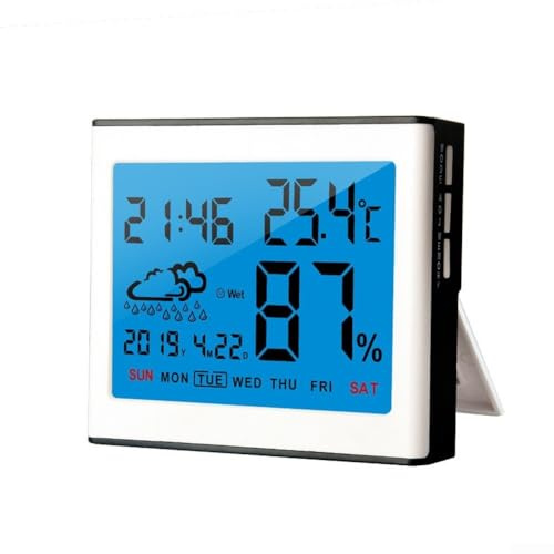 Innen-Thermometer-Hygrometer, 1 digitale Wetterstation mit großem LCD, genaue Temperatur-/RH- und Trend-Symbole, Thermometer für Schlafzimmer, Kindergärten und Heimbüros (weiß)