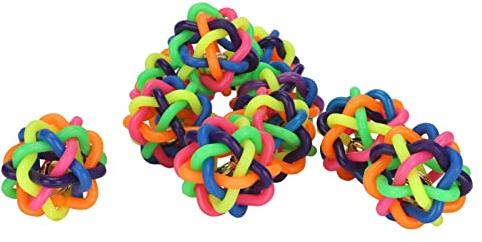 Bunter, Bissfester Gummi-Glockenball, Zahnknirschspielzeug für Haustiere, Hunde, 10 Stück Zum Training und Trainieren, Ungiftiger Gummiball mit Glocke für Hunde und Katzen