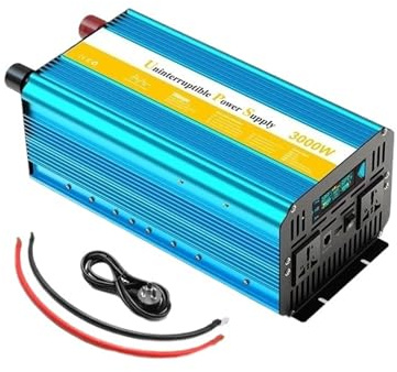 Inversor Corriente Coche UPS 2000W 4000W 6000W 3000W CC 12V 24V A CA 220V Transformador Onda Sinusoidal Pura Batería Respaldo Transformador(12V,220V(50HZ),3000W 6000W)