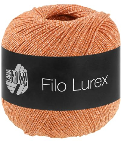LANA GROSSA Filo Lurex | Edles, fest verzwirntes Baumwollgarn mit dezentem Lurexschimmer | Handstrickgarn aus 94% Baumwolle und 6% Polyester | 50g Wolle, Stricken & Häkeln | 145m FB 5