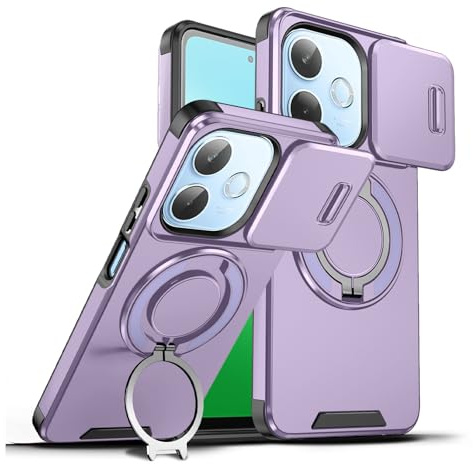 Junruijia Case for Oppo A5 Pro 5G (6.67) Camera Lens Protector,360° Metal Stand Protective Case [ Dual Layer PC + TPU ] Cell Phone Case-Purple