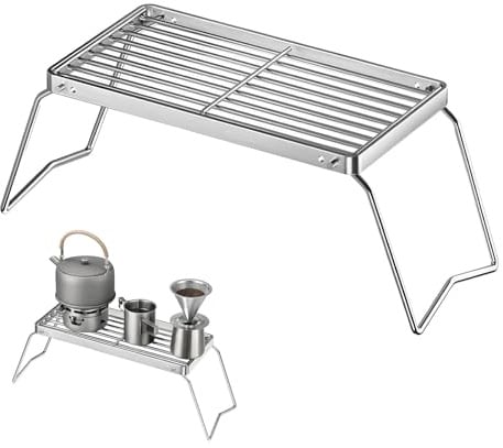 Jafurnestia Klappbarer Grillrost Edelstahl Camping Grill 30 x 16 cm Tragbarer BBQ Grillrost Faltbarer Campinggrill Für Outdoor Camping Picknick Lagerfeuer