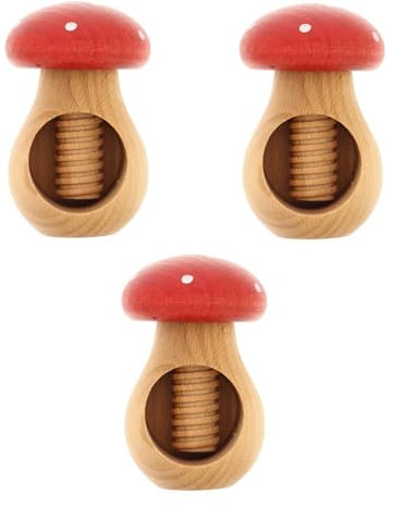 NEUSTANLO | Nussknacker 3er Set | Fliegenpilz Design in Rot | massives Buchenholz | Schraubgewinde | klassischer Charme | ideal für Walnüsse und Haselnüsse