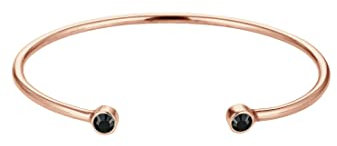 Elli Armband Damen Armreif offen Geo Kreis Trend mit schwarzen Kristallen in 925 Sterling Silber rosé vergoldet