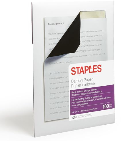 Staples Carbon Paper 8-1/2-Inch x 11-Inch Black, for Everyday Use at Home or Office
