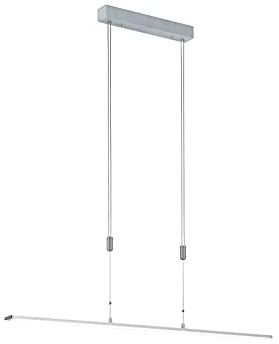 Fischer & Honsel Pendelleuchte Metz |Aluminiumfarben Matt| L: 120 cm, B: 6 cm|Höhenverstellbar bis 150 cm| Dimmbar| Farbtemperatureinstellung | 1xLED 29W 2700/3350/4000 Kelvin| 3300 Lumen|EEK: F|60087
