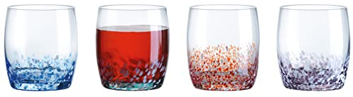 Anton – Juego de 4 Vasos DOF Tumblers Speckle – Elegantes Vasos Tumbler – Copas de Vino Tinto y Blanco para Entretenimiento - Vaso Tumbler – Juego de Vasos Único –Juego de Vasos de Bebidas.