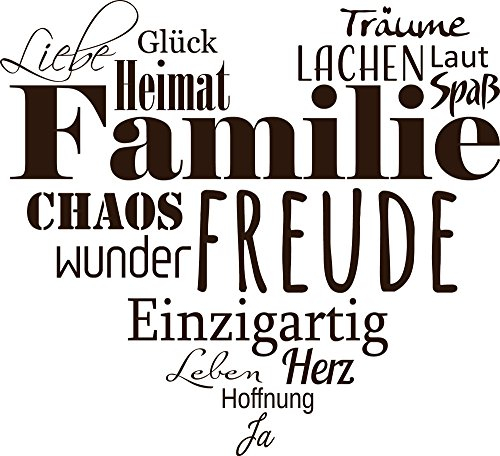 GRAZDesign Wandtattoo Familie mit Herz Wohnzimmer Flur Diele selbstklebend - 63x57cm / 080 braun