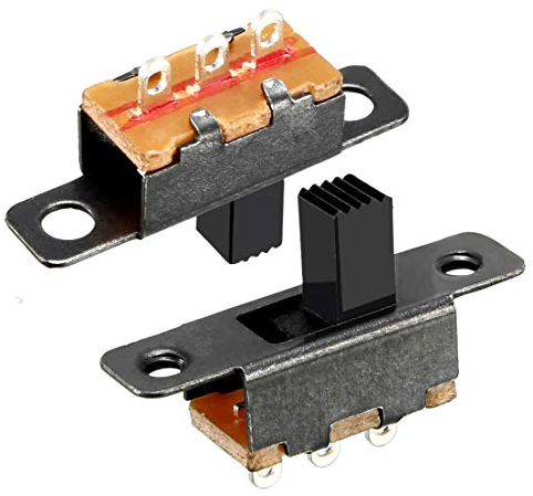 sourcing map 30pcs 4mm Interruptor Deslizante vertical posición 2 SPDT 3 Terminales PCB de enclavamiento del panel