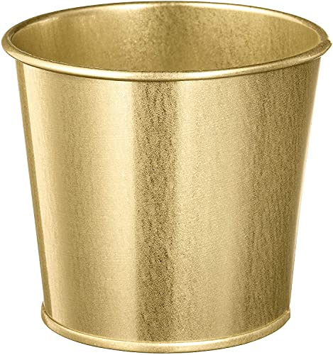 Brass-Colour Plant Pot - Assembled Height: 9 cm, Outside Diameter: 11 cm, Galvanized Steel & Plastic Foil