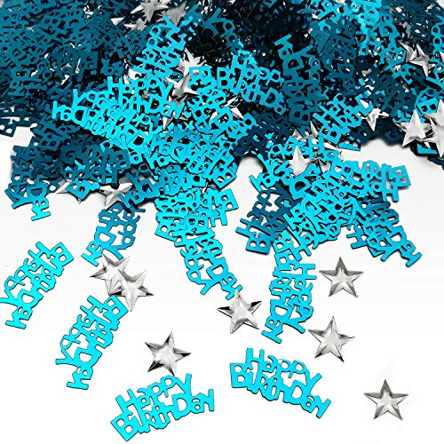 iZoeL Happy Birthday Konfetti in Blau Sterne Konfetti 30g Geburtstagskonfetti Tischdeko Tischkonfetti Streudeko