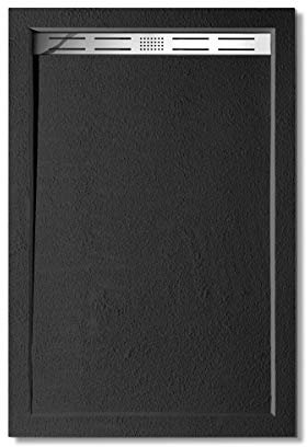 Receveur de douche 140x80cm noir extra-plat bac à douche