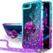 Silverback for iPhone 7 Plus Case, for iPhone 8 Plus Case, Moving Liquid Sparkle Glitter Case With Stand and Lanyard, Bling Diamond Ring Shockproof Protective Case for iPhone 8/7 Plus -Purple