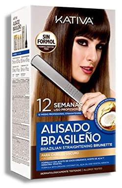 KATIVA KIT ALISADO BRASILEÑO CABELLOS OSCUROS - Lo mejor de nuestros alisados para cabellos oscuros - Alisado en casa para pelo teñido oscuro - Hasta 12 semanas de duración