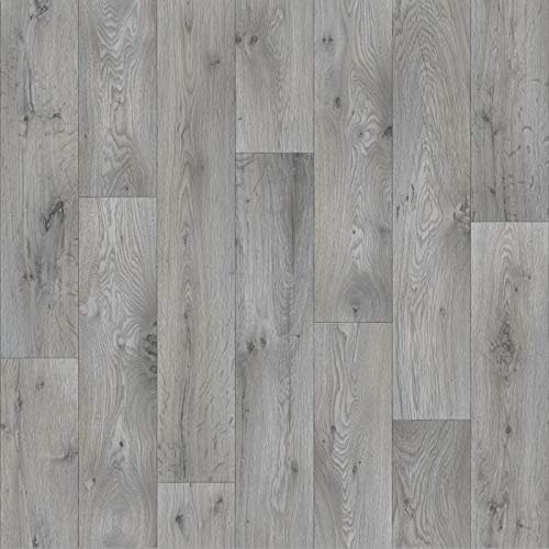 247Floors Forli Wood Plank Effect Vinyl Flooring 2.3mm Realistic Foam Backed Slip Resistant Lino (5m x 3m / 16ft 4 x 9ft 10, Light Grey Planks)