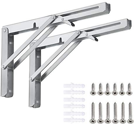 Klappkonsole Schwerlast 400mm, 2 Stück Edelstahl Klappkonsolen Klappkonsole tisch Klappregalhalterungen für Bänke und Regale, Klappträger Regalträger Platzsparende DIY-Halterung, Tragkraft:80kg