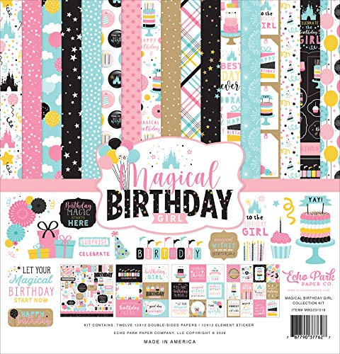 Echo Park Paper Company Magical Birthday Girl Collection Kit Paper, 12-x-12-Inch