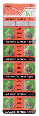 KERDEJAR 10PCS Alkaline Battery Button Coin Cell AG5 LR754 393 SR754 193 546 RW28 48 Hearing Aid Earphone Watch Batteries