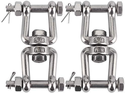 YWBL-WH 2-TLG. Anker-Drehschäkel aus Edelstahl mit Drehbarem Ring aus Edelstahl mit Doppelendiger Schwenköse M8-Versicherung, Terminals
