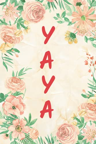 YAYA: Yaya Notebook, Cute Lined Notebooks and Journals, 120 Pages journal, Lined Writing notebook, Yaya Gifts, marble cover, floral theme