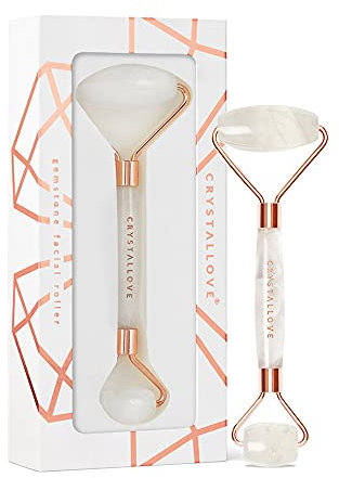 CRYSTALLOVE Rouleau pour le visage - Rouleau de massage anti-âge - Masseur facial avec jaspe - Masseur pour hommes et femmes - Massage facial - Rouleau
