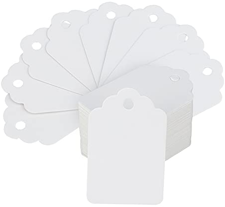 G2PLUS 1000 Stück Kleinen Preisetiketten Hängeetiketten Preisetiketten zum Anhängen 3.2X5CM Preisetiketten,Flohmarkt Preisschilder für Kleidung Schmuck Display (Weiß)
