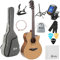 Soldin Guitarra acústica de 40 pulgadas Premium Spruce Top Cutway Acustica Guitarra Bundle kit con funda, soporte de guitarra, sintonizador, correa, capo, cuerdas, paño de limpieza y púas(natural)