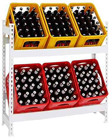 PROREGAL Getränkekistenregal Camel Weiss für 6 Kisten HxBxT 100x100x30cm Getränkeregal Getränkekistenständer Kistenregal Kistenständer