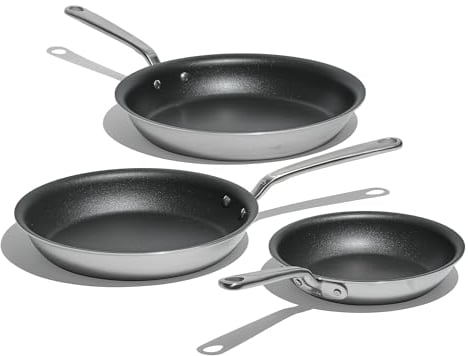Made In Cookware - Set di Padelle Antiaderenti da 3 Pezzi (Include 20,32/25,4/30,48 cm) - Prodotto in Italia - Rivestimento in Acciaio Inossidabile a 5 Strati - Pentole Professionali - (Grafite)
