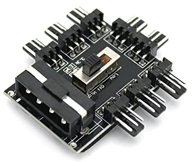 HuaLiSiJi PC Lüfter HUB 3Pin PC Lüfter Stecker 12V 3Pin PWM 8 Kanal, Cpu kühlerLüfteranschluss Desktop Computer Kühler (8 Ports 4P Netzteil)