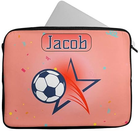 Personalised Any Name FootBall Design Laptop Case Sleeve Tablet Bag Chromebook Gift 1453 (14-15 inch)