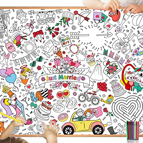 HOWAF Papier-Tischdecke zum Ausmalen Hochzeitsmalbuch für Kinder, ausmaltischdecke Kinder Kindertischdecke Hochzeit Kinder Beschäftigung Hochzeit Malbuch bemalbare Tischdecke Gastgeschenke Hochzeit