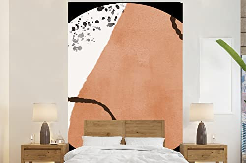 MuchoWow Papier peint Points - Aquarelle - Terracotta - Noir - blanc Papier peint photo 155x240 cm Papier peint imprimé