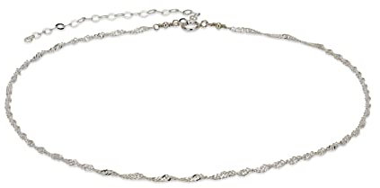 Annika Bella Sterling Silver Chain Choker Necklace, Length 13-16 Inches, Minimalist Layering Chokers, Water-proof, 925 Adjustable Short Necklaces for Women and Teens (Twirl)