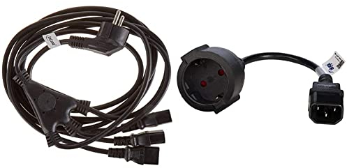 InLine 16653B Netz-Y-Kabel, 1x Schutzkontaktstecker zu 3X Kaltgerätestecker, 1,8m & AKYGA AK-PC-10A Netzkabel Schuko 3 Pin Polig IEC C14 / EU CEE 7/4 15cm, Schwarz