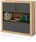 duehome | Salon Modular, Bodeguero con 2 Puertas, Composicion Salon por Piezas, Modelo Nuka, Acabado en Cambria y Gris Grafito, Medidas: 110 cm (Largo) x 110 cm (Alto) x 34,6 cm (Fondo)
