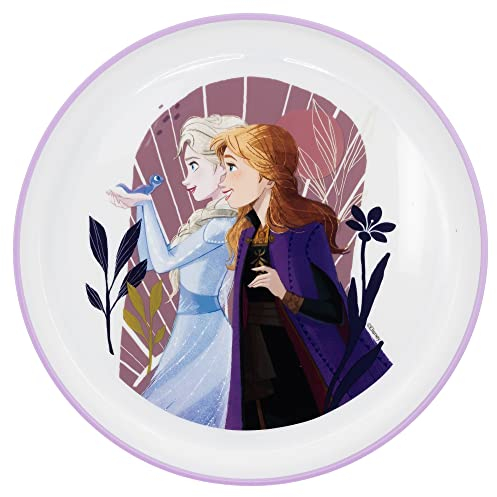 Plato infantil reutilizable bicolor con base antideslizante de Frozen