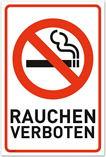 Rauchen Verboten Schild 30x20 cm Kunststoff - UV-Resistent - Für Außen und Innen - Perfekte Alternative zum Nicht Rauchen Aufkleber - Rauchen verboten Schild