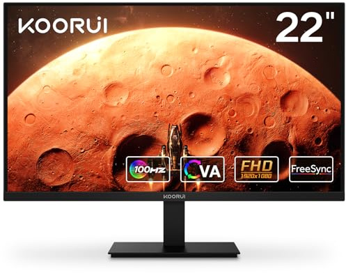KOORUI Moniteur 21,5 pouces Gaming Moniteur FHD 1080P/Full HD 100Hz PC Moniteur VA Panneau LCD Display with Speakers Adpitive Sync (HDMI/VGA/VESA Compatible/Audio Terminal) S01