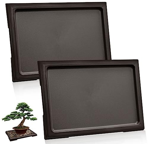 2 vasi per bonsai, vassoio per l'umidità, vassoi antigoccia per piante, vassoio per drenaggio sottovaso in plastica quadrata, vassoio raccogli acqua per piante (nero)