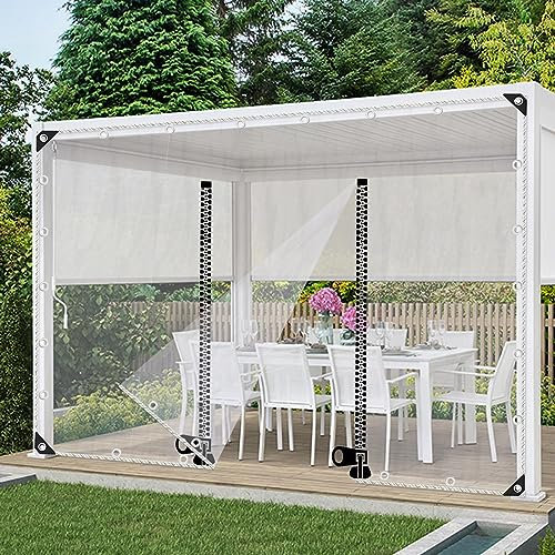 TZYYAO Tarpaulin Side Panels 1/1.2/2/2.5/3/3/3.2/3.7/4m,Clear Pvc Vinyl Tarp with Zip Door,100% Uv Protection,Weatherproof Tarpaulin,Customisable Transparent Waterproof Tarpaulin,WxH-2.5x2m/8.2x6.6ft
