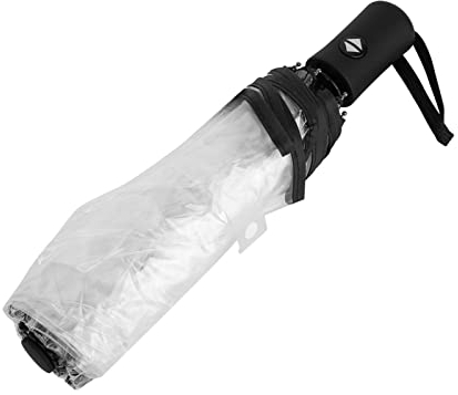 Parapluies de Pluie Transparents, Parapluie Pliable Portable, Auvent Transparent à Ouverture Automatique et Fermeture Automatique, Parapluies Coupe-vent pour Hommes, Femmes et Adolescents.(Noir)