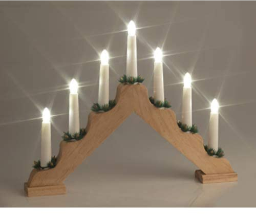 Star-Max LED Weihnachts-Lichterbogen aus Holz, warmweiß, 42x32cm