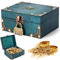 HOMURY Vintage Holz Schatztruhe, Schatztruhe mit Zahlenschloss, Holztruhe Piratenschatztruhe, Schatztruhe Kindergeburtstag, Schatztruhe für Aufbewahren und Dekorieren Geschenke (15x12x7.2cm, Grün)