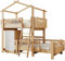 kubeier Hochbett 90 x 200 cm mit Kleiderschrank und Treppe Kinderbetten Funktionsbett Etagenbett Stockbett Kinderhochbett Jugendhochbett für Jungen & Mädchen, Natur+Weiß